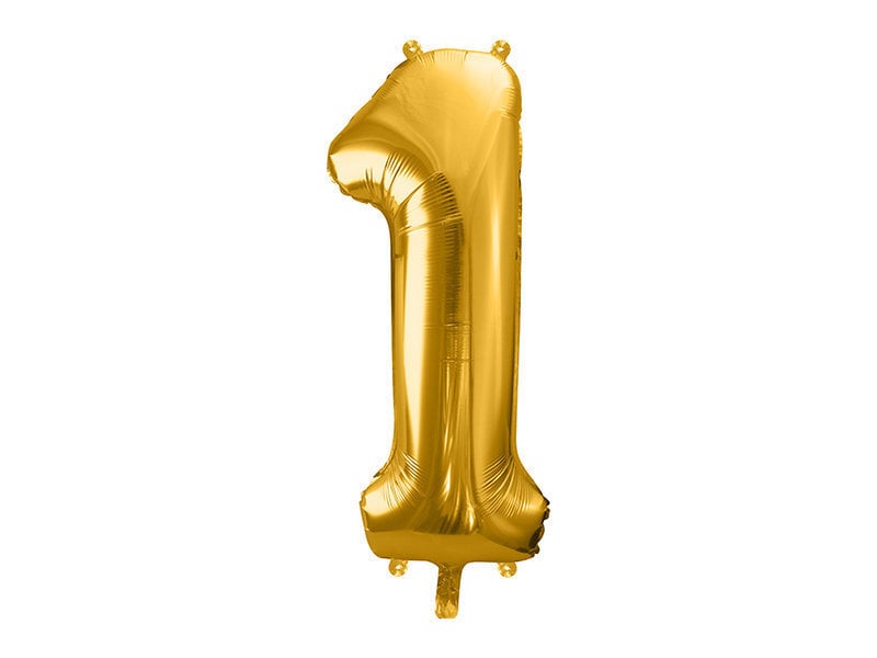 Folinis balionas Skaičius "1", 86 cm, auksinis kaina ir informacija | Balionai | pigu.lt