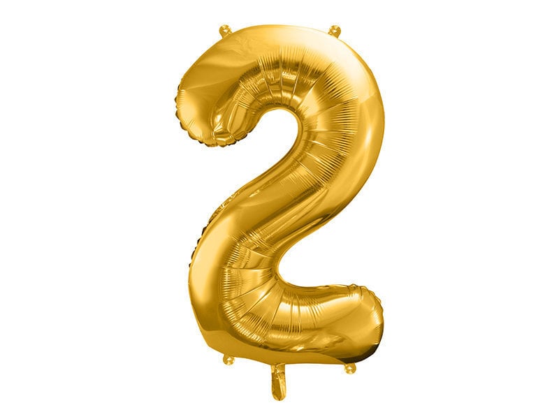Folinis balionas Skaičius "2", 86 cm, auksinis