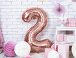 Folinis balionas Skaičius "2", 86 cm, rožinis kaina ir informacija | Balionai | pigu.lt