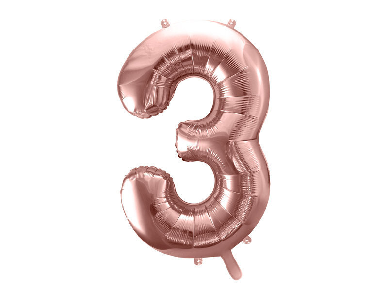 Folinis balionas Skaičius "3", 86 cm, rožinis kaina ir informacija | Balionai | pigu.lt