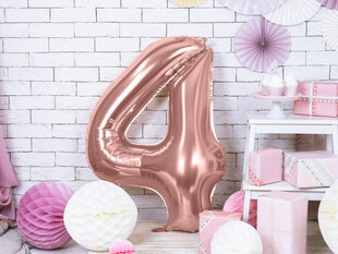 Folinis balionas Skaičius "4", 86 cm, rožinis kaina ir informacija | Balionai | pigu.lt