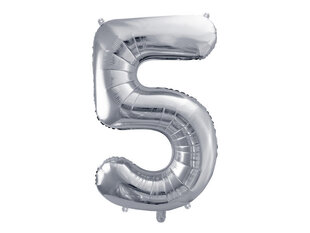 Foliniai balionai Skaičius "5", 86 cm, sidabriniai, 50 vnt. kaina ir informacija | Balionai | pigu.lt