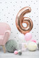 Foliniai balionai Skaičius "6", 86 cm, rožiniai/auksiniai, 50 vnt. kaina ir informacija | Balionai | pigu.lt
