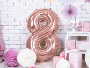 Foliniai balionai Skaičius "8", 86 cm, rožiniai/auksiniai, 50 vnt. цена и информация | Шарики | pigu.lt
