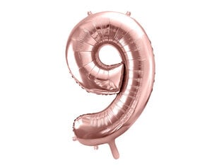 Foliniai balionai Skaičius "9", 86 cm, rožiniai/auksiniai, 50 vnt. kaina ir informacija | Balionai | pigu.lt