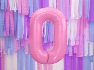 Folinis balionas Skaičius "0", 86 cm, rožinis kaina ir informacija | Balionai | pigu.lt