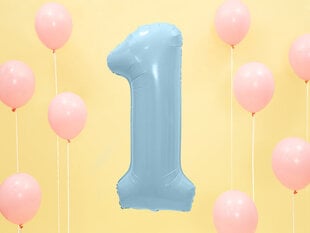 Folinis balionas Skaičius "1", 86 cm, šviesiai mėlynas kaina ir informacija | Balionai | pigu.lt