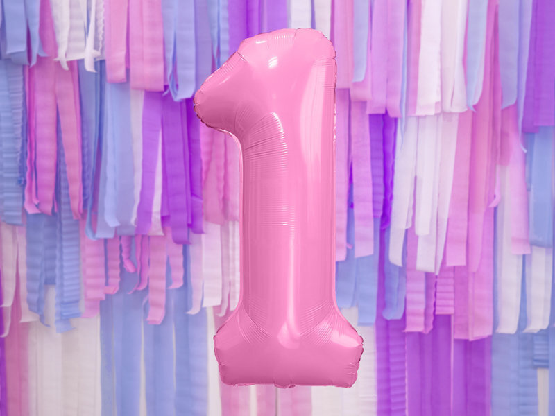 Folinis balionas Skaičius "1", 86 cm, rožinis kaina ir informacija | Balionai | pigu.lt