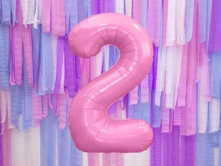 Foliniai balionai Skaičius "2", 86 cm, rožiniai, 50 vnt. kaina ir informacija | Balionai | pigu.lt