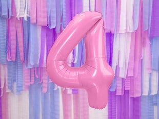 Foliniai balionai Skaičius "4", 86 cm, rožiniai, 50 vnt. цена и информация | Шарики | pigu.lt