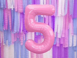 Folinis balionas Skaičius "5", 86 cm, rožinis kaina ir informacija | Balionai | pigu.lt