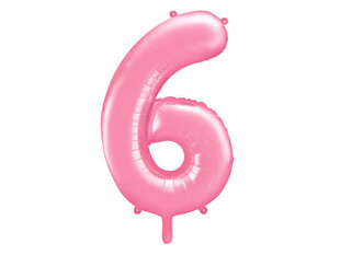 Folinis balionas Skaičius "6", 86 cm, rožinis kaina ir informacija | Balionai | pigu.lt