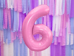Foliniai balionai Skaičius "6", 86 cm, rožiniai, 50 vnt. kaina ir informacija | Balionai | pigu.lt