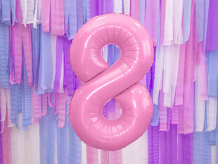 Foliniai balionai Skaičius "8", 86 cm, rožiniai, 50 vnt. цена и информация | Шарики | pigu.lt