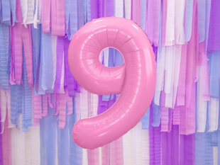 Folinis balionas Skaičius "9", 86 cm, rožinis kaina ir informacija | Balionai | pigu.lt