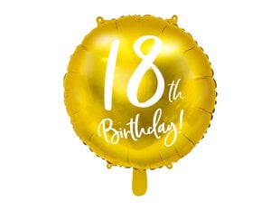Folinis balionas 18th Birthday, auksinis, 45 cm kaina ir informacija | Balionai | pigu.lt