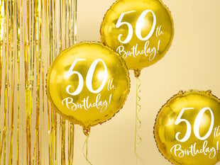 Folinis balionas 50th Birthday, auksinis 45 cm kaina ir informacija | Balionai | pigu.lt