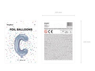 Foliniai balionai Raidė "C" 35 cm, sidabriniai/blizgantys, 50 vnt. kaina ir informacija | Balionai | pigu.lt