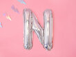 Folinis balionas Raidė "N" 35 cm, sidabrinis/blizgantis kaina ir informacija | Balionai | pigu.lt