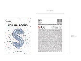 Folinis balionas Raidė "S" 35 cm, sidabrinis/blizgantis kaina ir informacija | Balionai | pigu.lt