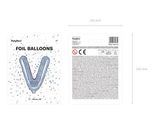 Folinis balionas Raidė "V" 35 cm, sidabrinis/blizgantis kaina ir informacija | Balionai | pigu.lt