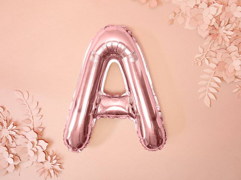 Folinis balionas Raidė "A" 35 cm, rožinis/auksinis kaina ir informacija | Balionai | pigu.lt