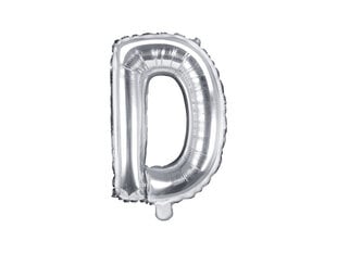 Folinis balionas Raidė "D" 35 cm, sidabrinis цена и информация | Шарики | pigu.lt