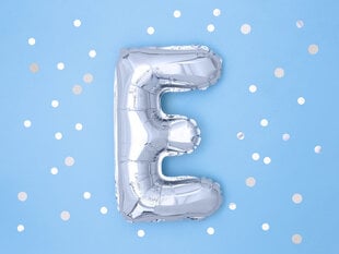 Folinis balionas Raidė "E" 35 cm, sidabrinis цена и информация | Шарики | pigu.lt