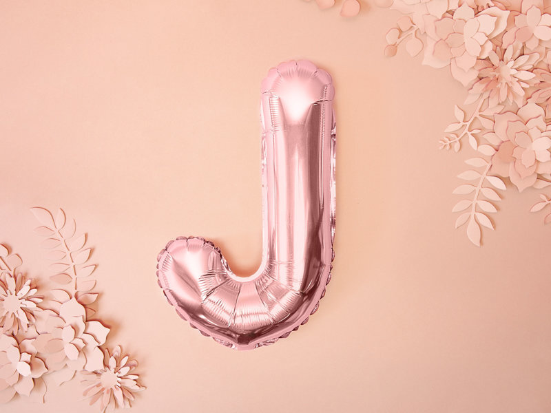 Folinis balionas Raidė "J" 35 cm, rožinis/auksinis kaina ir informacija | Balionai | pigu.lt