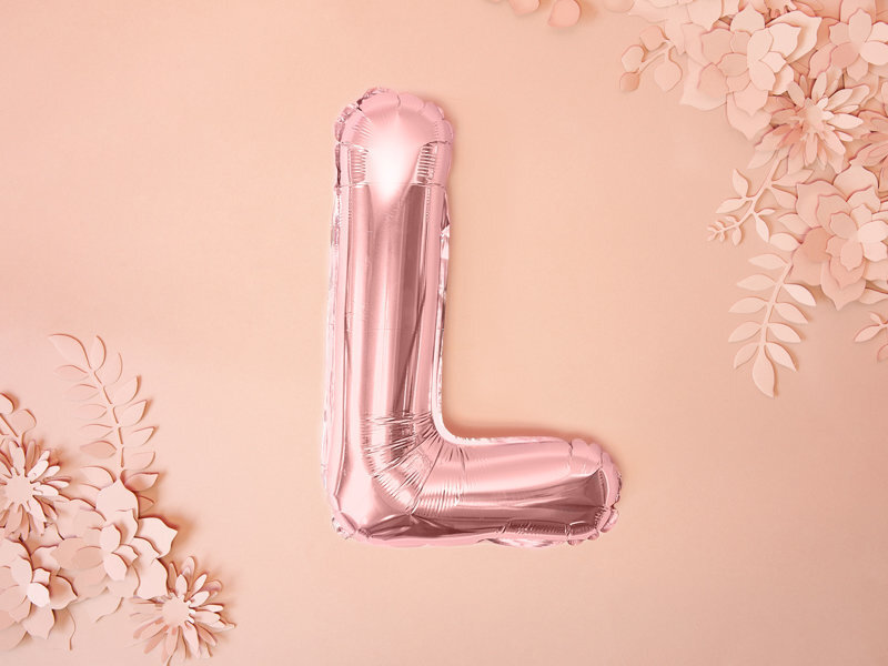 Folinis balionas Raidė "L" 35 cm, rožinis/auksinis kaina ir informacija | Balionai | pigu.lt
