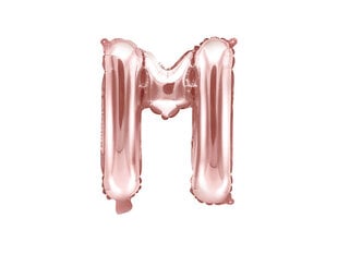 Folinis balionas Raidė "M" 35 cm, rožinis/auksinis kaina ir informacija | Balionai | pigu.lt
