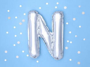 Folinis balionas Raidė "N" 35 cm, sidabrinis kaina ir informacija | Balionai | pigu.lt