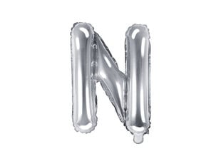 Folinis balionas Raidė "N" 35 cm, sidabrinis цена и информация | Шарики | pigu.lt