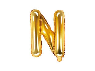 Воздушный шарик из фольги Буква "N" 35 см, золотистый цена и информация | Шарики | pigu.lt