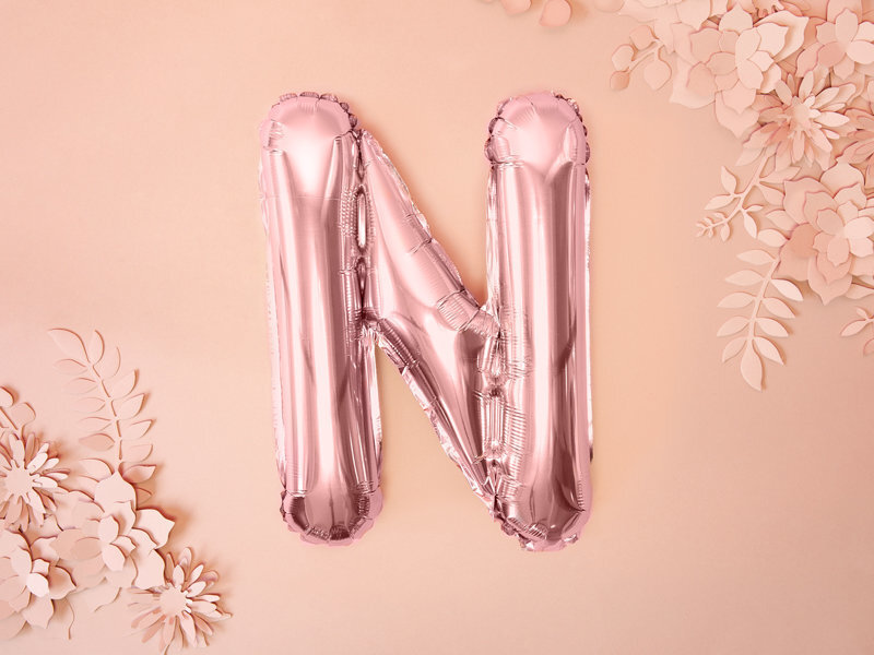 Folinis balionas Raidė "N" 35 cm, rožinis/auksinis kaina ir informacija | Balionai | pigu.lt