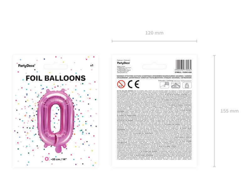 Folinis balionas Raidė "O" 35 cm, rožinis internetu