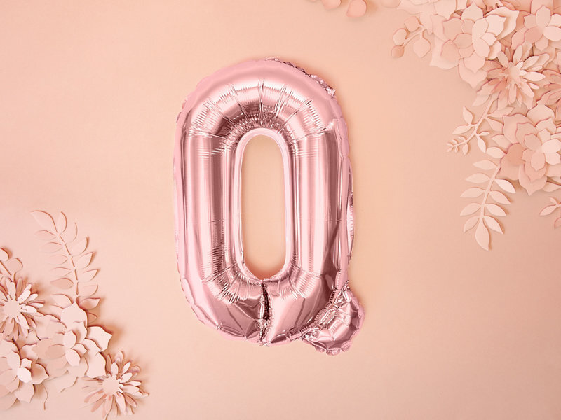 Folinis balionas Raidė "Q" 35 cm, rožinis/auksinis kaina ir informacija | Balionai | pigu.lt
