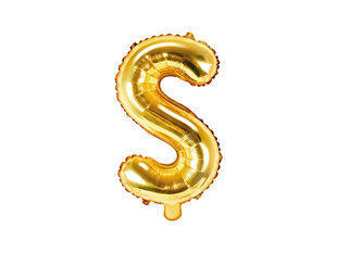 Воздушный шарик из фольги Буква "S" 35 см, золотистый цена и информация | Шарики | pigu.lt