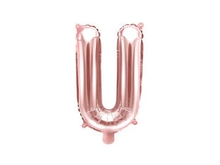 Folinis balionas Raidė "U" 35 cm, rožinis/auksinis kaina ir informacija | Balionai | pigu.lt