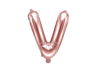 Folinis balionas Raidė "V" 35 cm, rožinis/auksinis kaina ir informacija | Balionai | pigu.lt