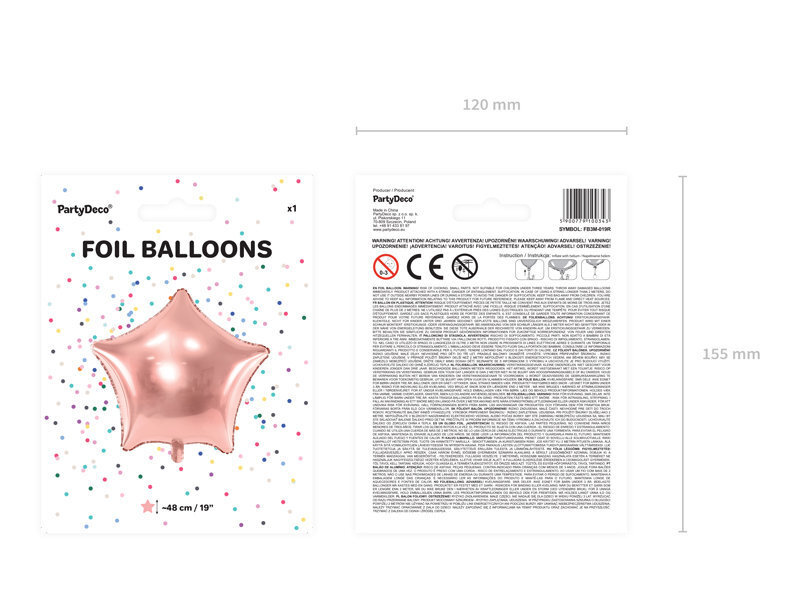 Folinis balionas Star 48 cm, auskinis/rožinis цена и информация | Balionai | pigu.lt