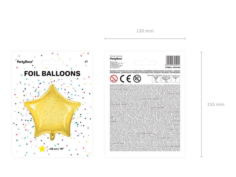 Foliniai balionai Star 48 cm, geltoni, 50 vnt. kaina ir informacija | Balionai | pigu.lt