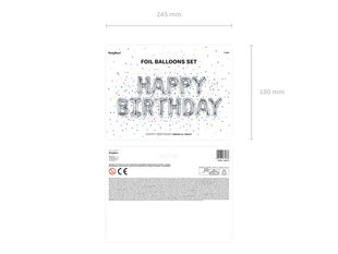 Folinis balionas Happy Birthday 340x35 cm, sidabrinis kaina ir informacija | Balionai | pigu.lt