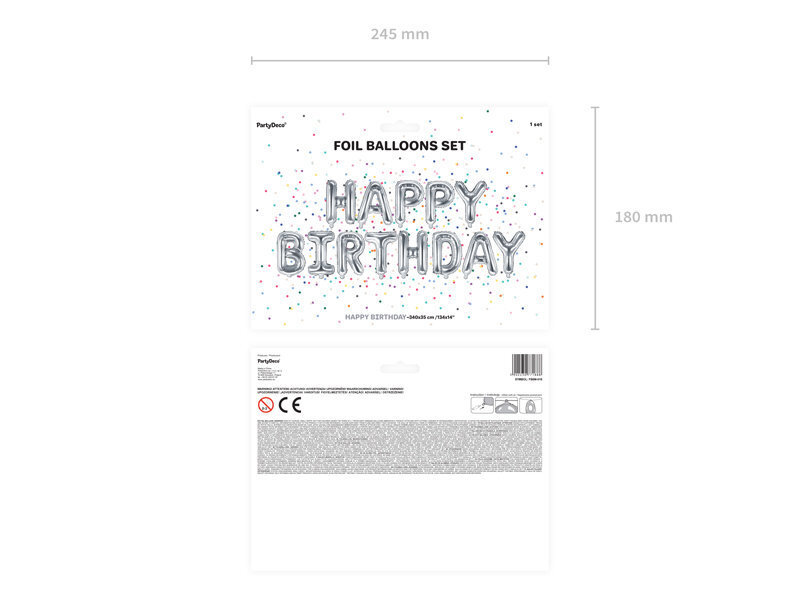 Folinis balionas Happy Birthday 340x35 cm, sidabrinis kaina ir informacija | Balionai | pigu.lt