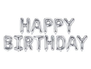 Foliniai balionai Happy Birthday 340x35 cm, sidabriniai, 50 vnt. цена и информация | Шарики | pigu.lt