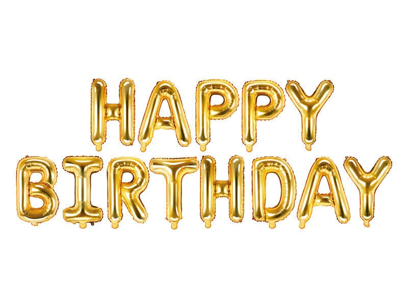 PartyDeco Folinis balionas, 340 x 35 cm, auksinis / Happy Birthday kaina ir informacija | Balionai | pigu.lt