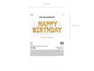 Foliniai balionai Happy Birthday 340x35 cm, auksiniai, 50 vnt. kaina ir informacija | Balionai | pigu.lt