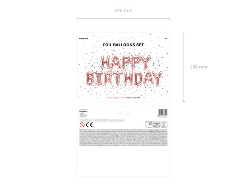 Folinis balionas Happy Birthday 340x35 cm, auskinis/rožinis kaina ir informacija | Balionai | pigu.lt