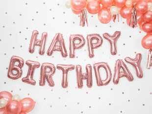 Foliniai balionai Happy Birthday 340x35 cm, auskiniai/rožiniai, 50 vnt. kaina ir informacija | Balionai | pigu.lt
