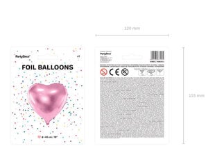 PartyDeco Фольгированный шар, 45 см, розовый / Сердце цена и информация | Шарики | pigu.lt
